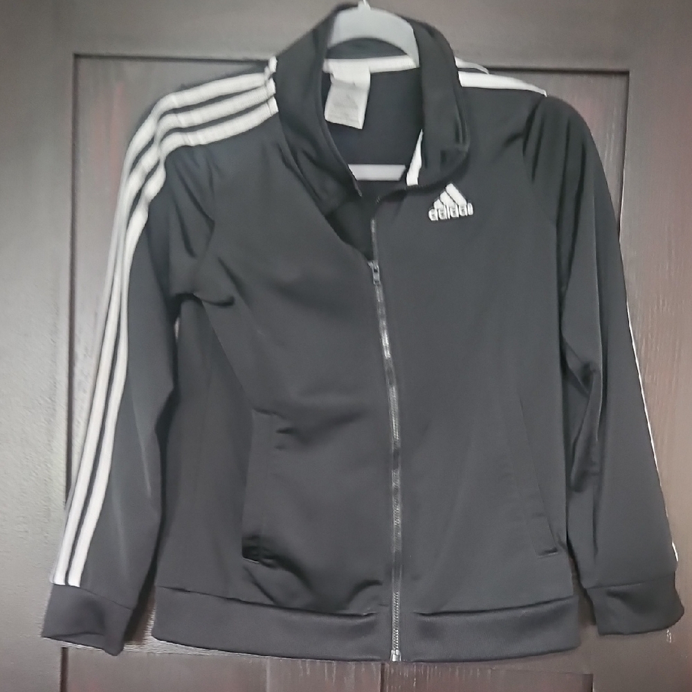 Adidas Kids Black Hoodie with White Stripes